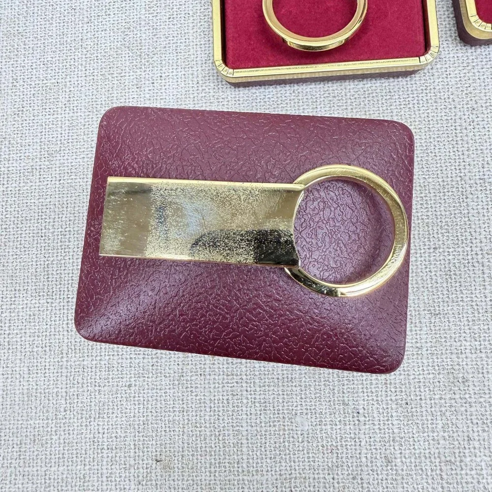 Lot of 7 Vintage Gold Tone Keychains Best Wishes Engraved & Blank Gift Boxed